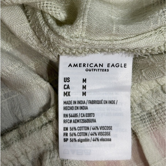 American Eagle Outfitters Ruffle One Shoulder L.Green/Cream Blouse Size-M NWT - Picture 7 of 9